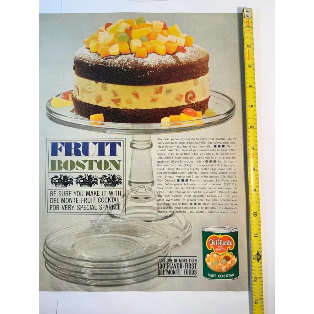 Vintage 1961 Del Monte Fruit Cocktail Boston Cake Recipe Food Advertisement Prin - Picture 2 of 3